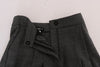 Gray Wool High Waist Mini Shorts