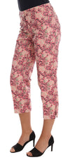 Pink Floral Brocade Capri Pants