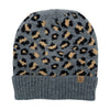 Gray Leopard Cuff Beanie