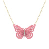 Pink 3D Butterfly Pendant Necklace
