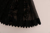 Black Floral Appliqué A-line Dress