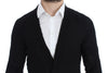 Black Fine Wool Button Cardigan