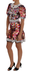 Multicolor Sequined Crepe Mini Dress