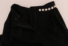 Black Wool Stretch Crystal Pants