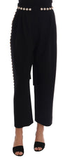 Black Wool Stretch Crystal Pants