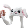 Tik Tok Cartoon Plush Rabbit Bunny Pinching Bunny Moving Ear Hat Animal Arm Cap