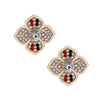 Striped Luxury French Designer Flower Studs