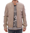 Beige Leather Jacket Biker Coat