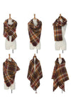 Multi Color Plaid Oversized Checker Blanket Tassel Long Scarf Shawl Wrap Fringe