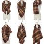 Multi Color Plaid Oversized Checker Blanket Tassel Long Scarf Shawl Wrap Fringe