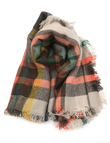 Multi Color Plaid Oversized Checker Blanket Tassel Long Scarf Shawl Wrap Fringe