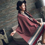 Plaid Oversized Checker Cashmere Blanket Tassel Long Scarf Shawl Wrap - Red Gray