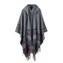 Oversize Blanket Tassel Long Large Wrap Wool Scarf w/ Hat Checker National Shawl