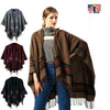 Oversize Blanket Tassel Long Large Wrap Wool Scarf w/ Hat Checker Shawl - Grey