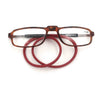 Unisex 3.00 Brown & Red Reading Presbyopia Magnifying Eye Glasses Neck Hangs