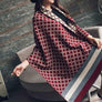 Plaid Oversized Checker Cashmere Blanket Tassel Long Scarf Shawl Wrap - Red Gray