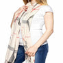 Beige multitone oversized Plaid Pashmina Checker Blanket Scarf Shawl Fringe Trim