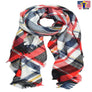Red multi tone oversized Tartan Plaid Checker Blanket Scarf Shawl wrap Fringe