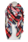 Multi Color Plaid Oversized Checker Blanket Tassel Long Scarf Shawl Wrap Fringe