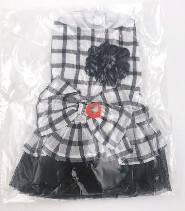 Bow knot Checker Plaid Ruffle Tutu Skirt Princess Dog Cat Dress Pet Clothes 3col