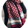 Plaid Oversized Checker Cashmere Blanket Tassel Long Scarf Shawl Wrap - Red Gray