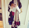 Multi Tone Plaid Oversized Checker Cashmere Blanket Tassel Long Scarf Shawl Wrap