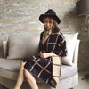 Plaid Oversized Checker Cashmere Blanket Tassel Long Scarf Shawl - Black White