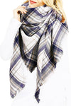 Multi Color Plaid Oversized Checker Blanket Tassel Long Scarf Shawl Wrap Fringe