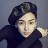 Women French Leather Beret Beanie Skull Cap Vintage Army Navy Top Flat Plain Hat