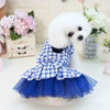Bow knot Checker Plaid Ruffle Tutu Skirt Princess Dog Cat Dress Pet Clothes 3col