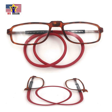 Unisex 1.50 Brown & Red Reading Presbyopia Magnifying Eye Glasses Neck Hangs
