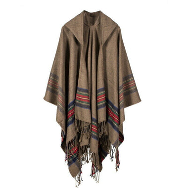 Oversize Blanket Tassel Long Large Wrap Wool Scarf w/ Hat Checker National Shawl
