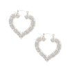 Silver Bling Heart Bamboo Hoops