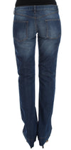 Blue Wash Cotton Stretch Boot Cut Jeans