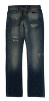 Blue Wash Torn Cotton Slim Fit Jeans