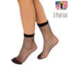 3 Pairs Women Sheer Fashion Sexy Stocking Hosiery Mesh Black Fishnet Ankle Socks
