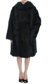 Black Goat Fur Shearling Long Jacket Coat