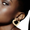 Gold Bling Heart Bamboo Hoops