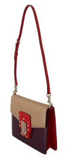 Purple Beige Red Leather Crossbody LUCIA Purse