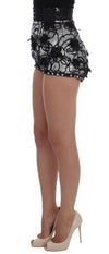 Black Crystal Sequined Mini Shorts