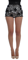 Black Crystal Sequined Mini Shorts