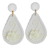 White Ivory Clay Teardrop Flower Bridal Earrings