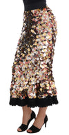 Gold Sequined Peplum High Waist Skirt