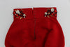 Red Silk Crystal Roses Shorts