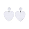 White Seed Bead Heart Earrings