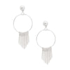 Silver Bar Fringe Circle Earrings