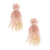 Blush Flower Beaded Tassel Earrings