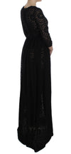 Black Ricamo Knitted Full Length Maxi Dress