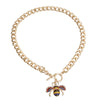 Multicolored Rhinestone Bee Toggle Necklace