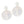 White Tan Clay Round Flower Bridal Earrings